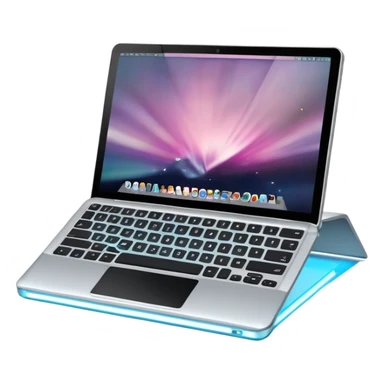 A modern laptop with a glowing screen and sleek aluminum body sticker