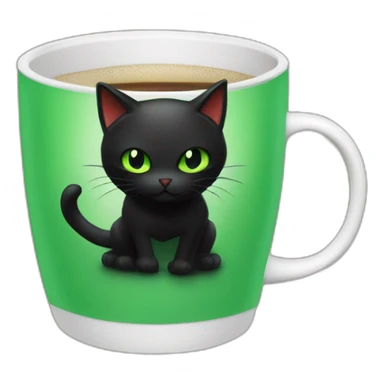 Green hooded black cat assassin inside of a coffee cup sticker