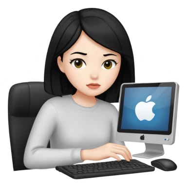 black hair girl with white skin with a computer sticker
