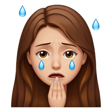 woman with long brown hair crying sticker