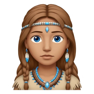can you make a light native American emoji with light brown hair and blue eyes  sticker