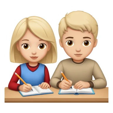 two students doing homework. boy and a girl sticker