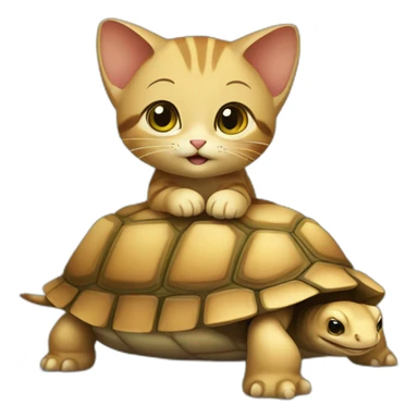 Un chat sur une tortue sticker