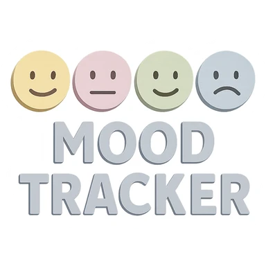 Remove all shadows from the mood tracker image while keeping the soft pastel paper craft style and round smiley faces intact. sticker