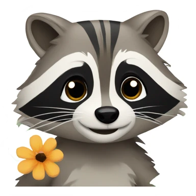 Raccoon with flowers sticker