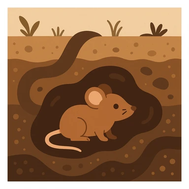 Flat design style mouse under ground sticker