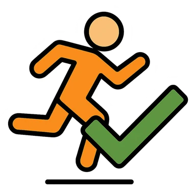 clean bold logo for athlete beginner subscription featuring stylized running figure and checkmark sticker