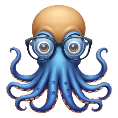 blue funny octopus with glasses sticker