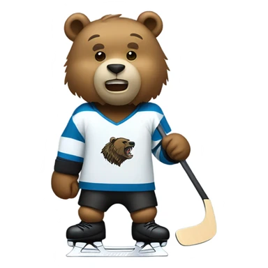 Bear playing hockey sticker