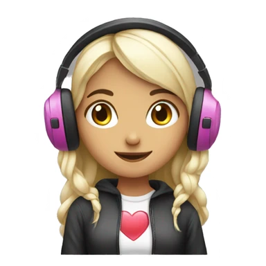 heart shaped gamer girl listening music sticker