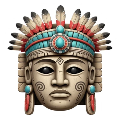Toltec stone head carving with ceremonial headdress sticker