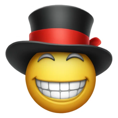 tophat with red ribbon and smile sticker