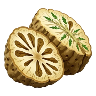 slices of white truffle with weed sticker