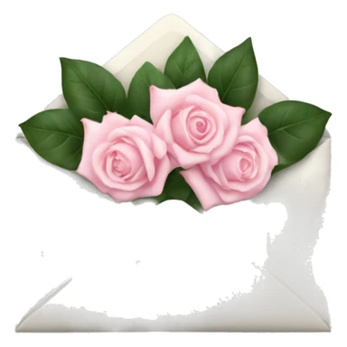 White envelope with light pink roses sticker