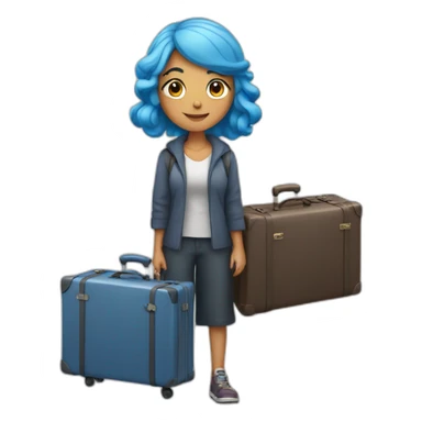 Blue-haired girl with two heavy suitcases sticker