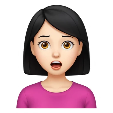 young woman emoji, surprised expression, black hair sticker