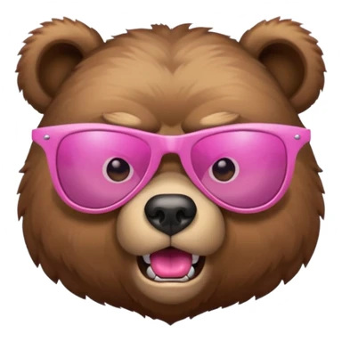 angry bear pink sunglasses sticker