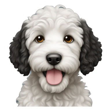 Black and white labradoodle puppy sticker