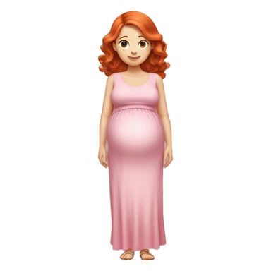pregnant redhead girl in pink dress sticker