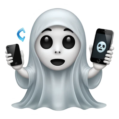 ghost emoji with a phone beside sticker
