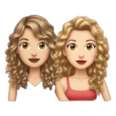 taylor swift and a white girl with curly brown hair sticker