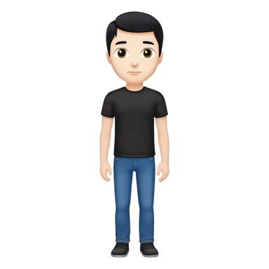 white man with black hair, black t-shirt, blue jeans, just standing sticker