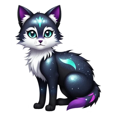 Vibrant edgy gothic Falvie-Fionbri-creature-sparkle-feline-fursona, full body, with random markings sticker