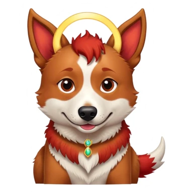 Red heeler with halo and devel tail sticker