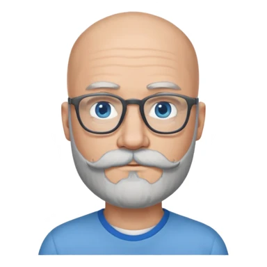 Bald man with blue eyes grey beard and moustache. Hipster.  sticker