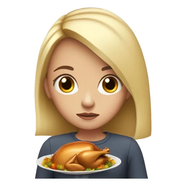 sad white girl with thanksgiving food sticker
