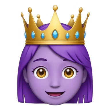 An emoji of Wemmbu, purple skinned, 2 dots for eyes. :] smile and golden crown sticker