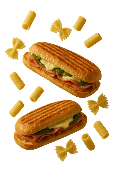 panini e pasta fluttuano in aria  sticker