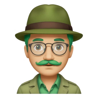 venice gondolier with green hair, iconic hat, normak glassess and mustache sticker