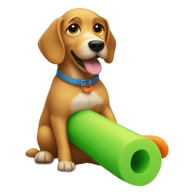Dog with a pool noodle sticker