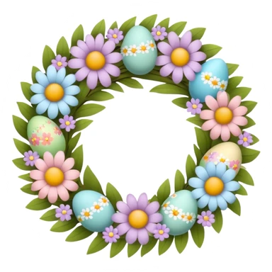 flower easter wreath, made in a shape of an egg sticker