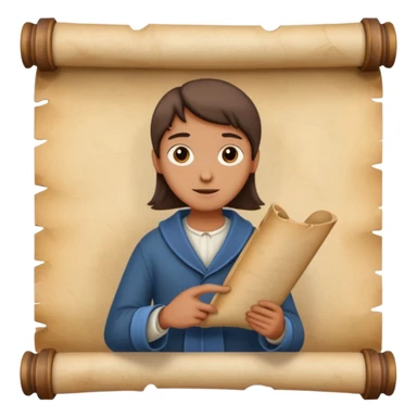 person with old scroll judgment. sticker