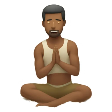 man on his knees with his hands in a mound of sand sticker