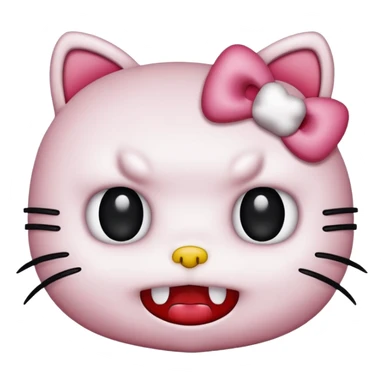 Hello Kitty with a horror face, unsettling expression sticker