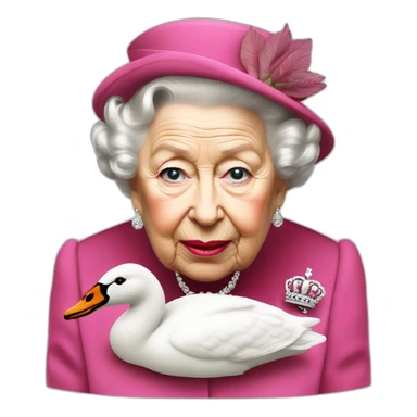Queen Elizabeth II eating a swan upside down face sticker