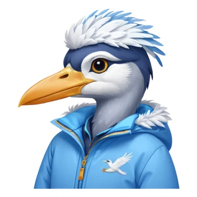  bird heron wearing a ski jacket  sticker