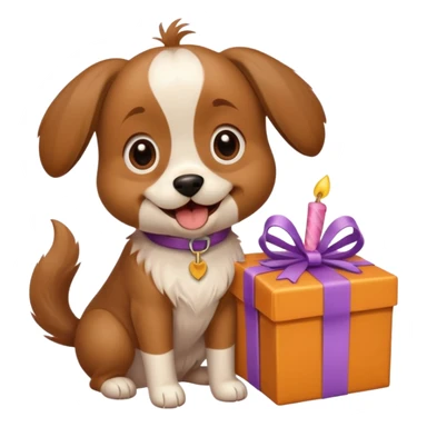 cute dog named Saffie excitedly opening a birthday present sticker