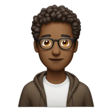 brown guy with transparent specs wearing airpods in front of macbook sticker