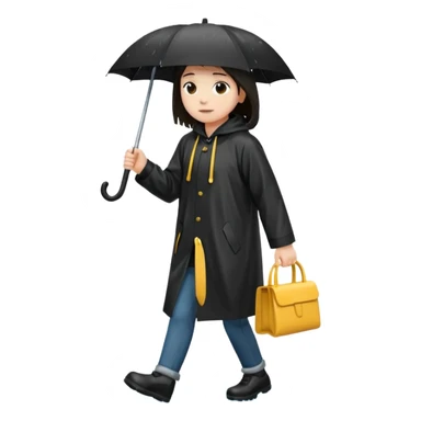 black Raincoat Pedestrian  sticker