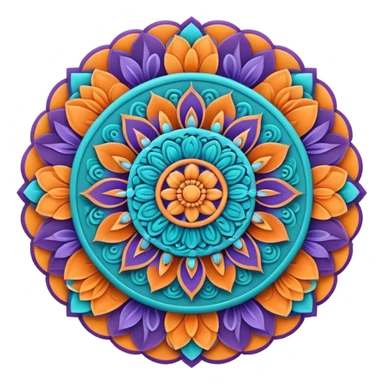 Turquoise, orange and violet mandala sticker