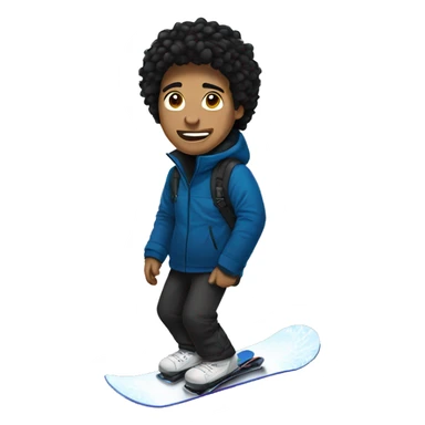 Guy with black hair on snowboard sticker