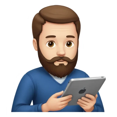 bearded man reading a tablet sticker