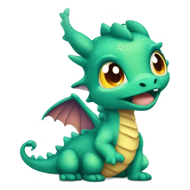 A baby dragon emoji breathing tiny puffs of glittery fire sticker