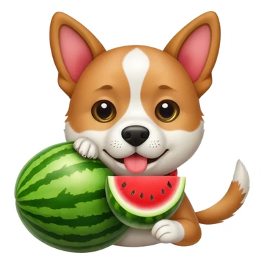 Dog holding watermelon  sticker