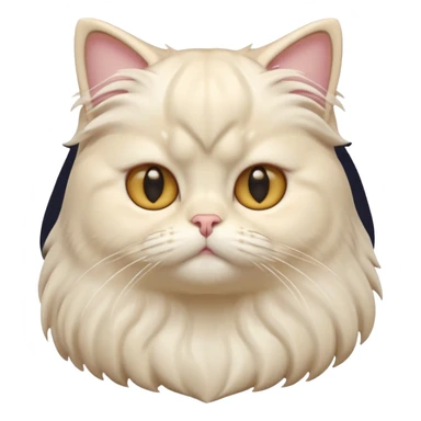 A 3D cartoon Persian cat with soft cream-white long fur, round face, golden eyes, gentle expression, cinematic Memoji-style lighting. sticker