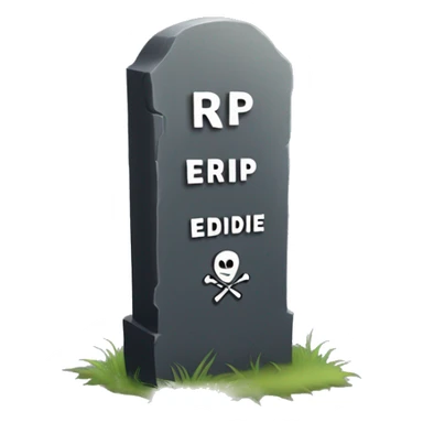 Tombstone that says RIP Eddie sticker